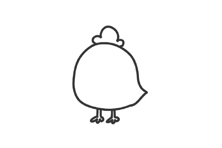 呆萌小鸡简笔画画法步骤-图2