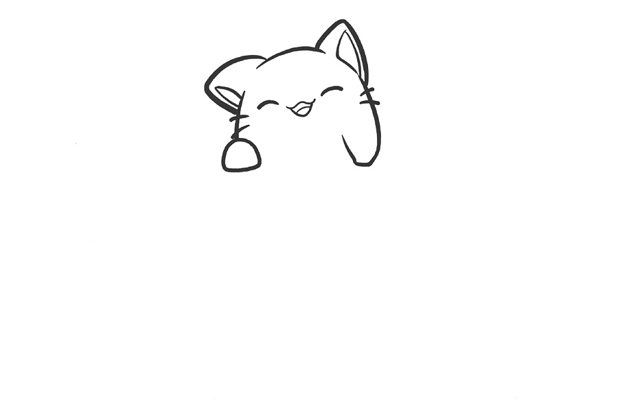 可爱小猫和一杯绿茶可爱简笔画-图3