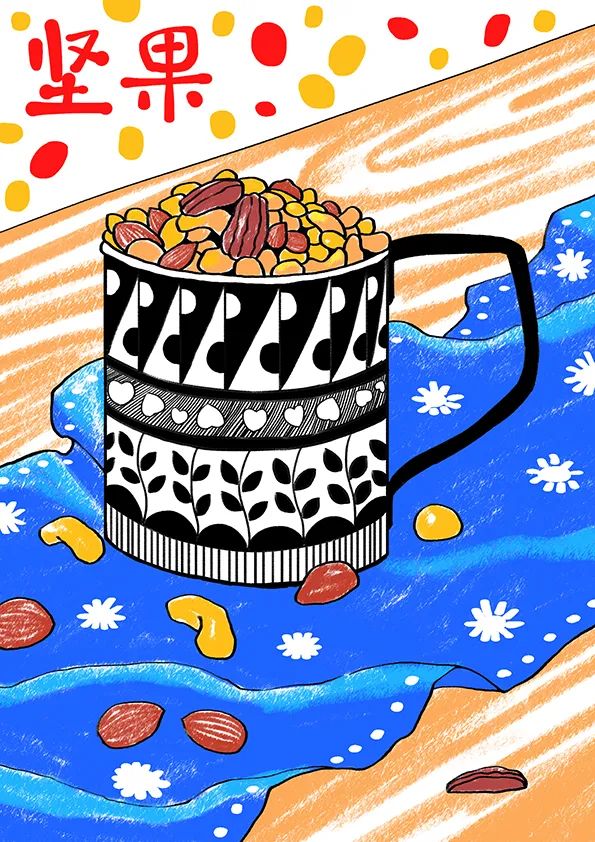 可口的一杯坚果儿童画