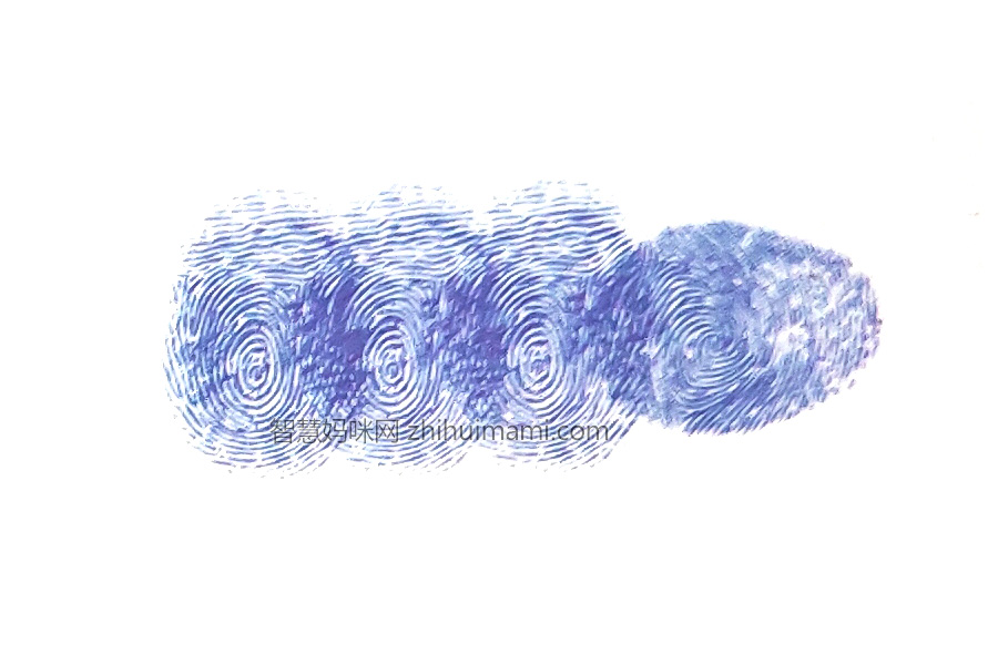 步骤3：接着用食指蘸取颜料如图按下指印。