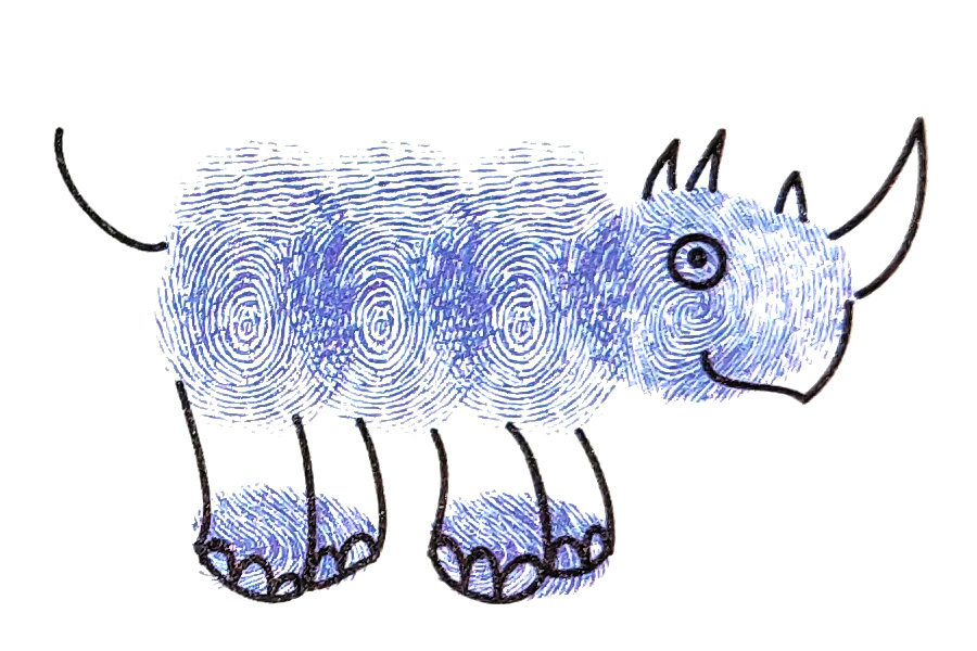 如何画犀牛指印画