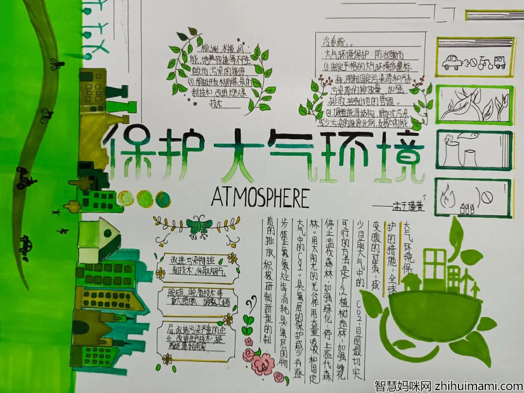 还我蓝天保护大气环境手抄报内容-图1