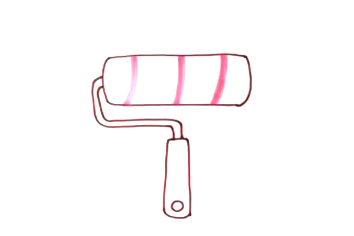 步骤3：为滚轮画上彩色的线条，从上到下画下来