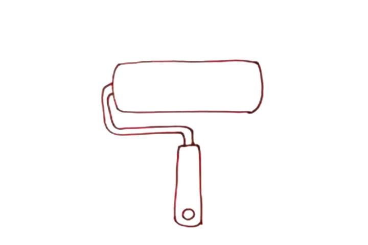 步骤2：接下来从滚轮的左侧画出一根轮轴