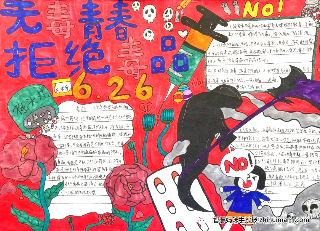 2022小学生禁毒教育手抄报绘画（6张）-图5