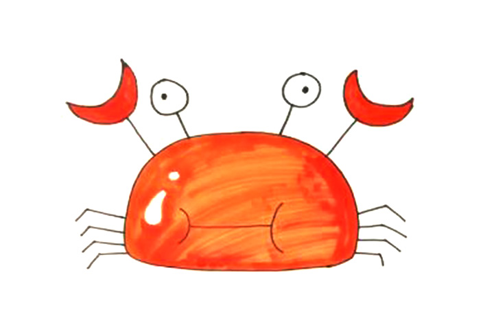 超简单大闸蟹简笔画画法步骤