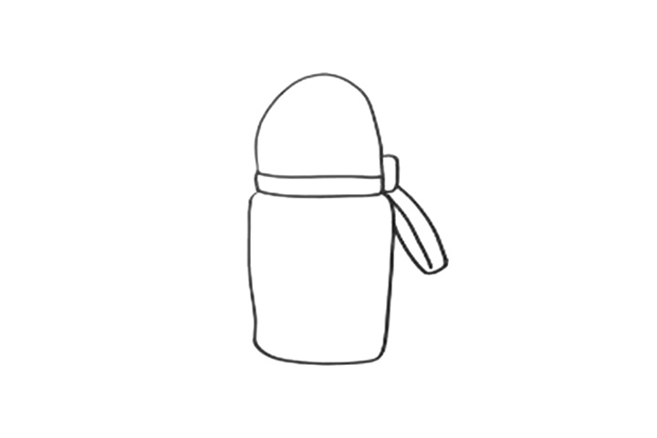 步骤3：为保温瓶加上手提挂绳