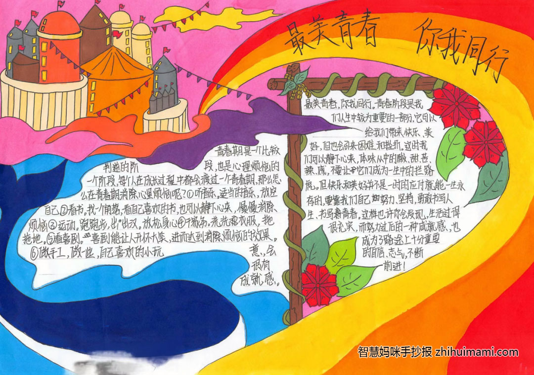 “最美青春，你我同行”主题手抄报（5张）-图5