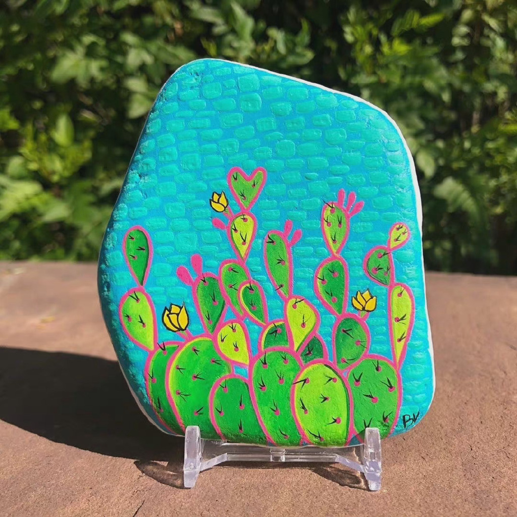 一组超漂亮的仙人掌石头画-图3