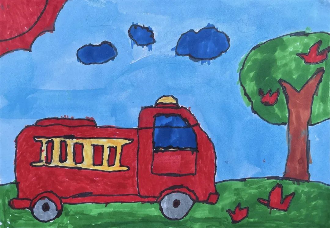消防安全系列之消防车儿童画（10张）-图4