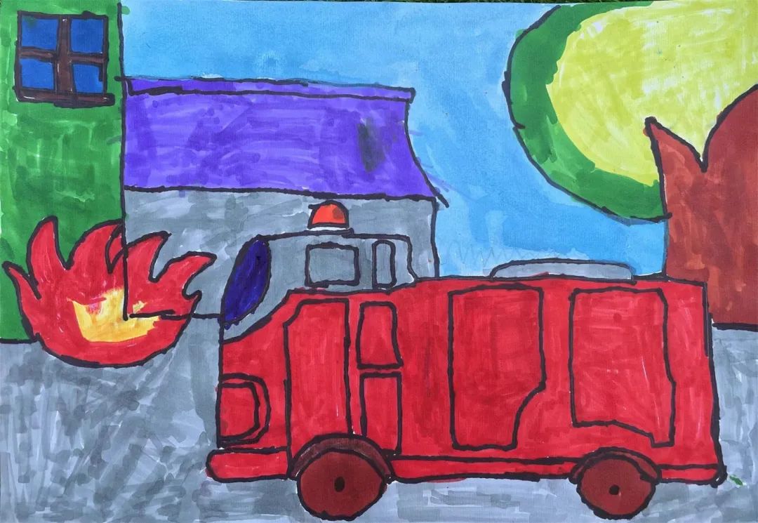 消防安全系列之消防车儿童画（10张）-图7