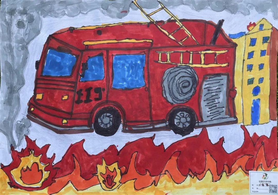 消防安全系列之消防车儿童画（10张）-图8
