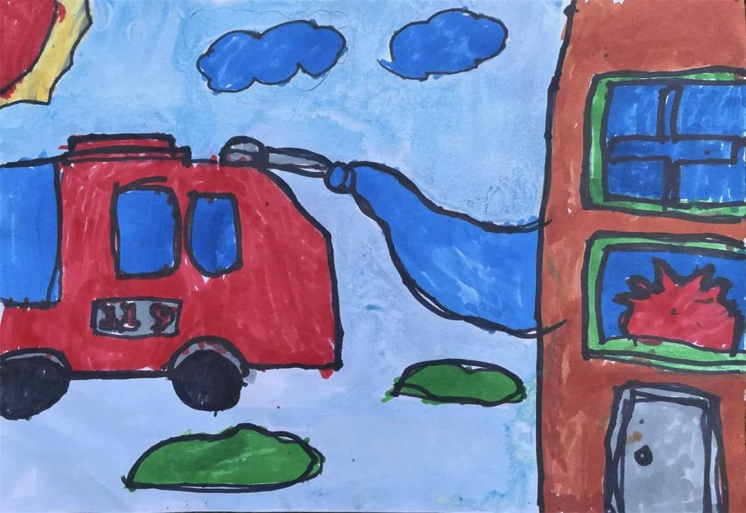 消防安全系列之消防车儿童画（10张）-图9