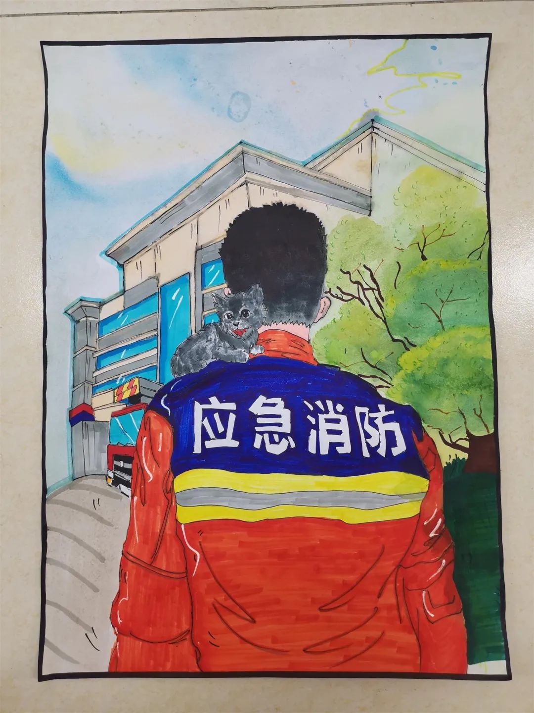 消防安全系列之消防员儿童画（11张）-图9