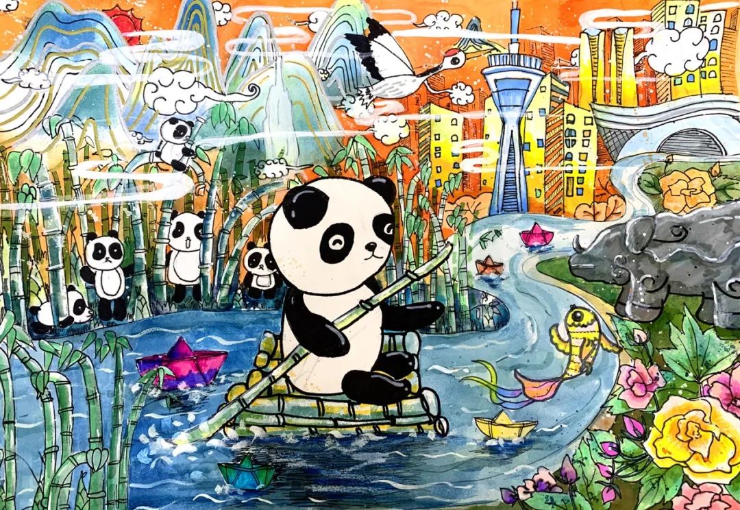 9张爱护水资源，我们在行动主题儿童画-图1