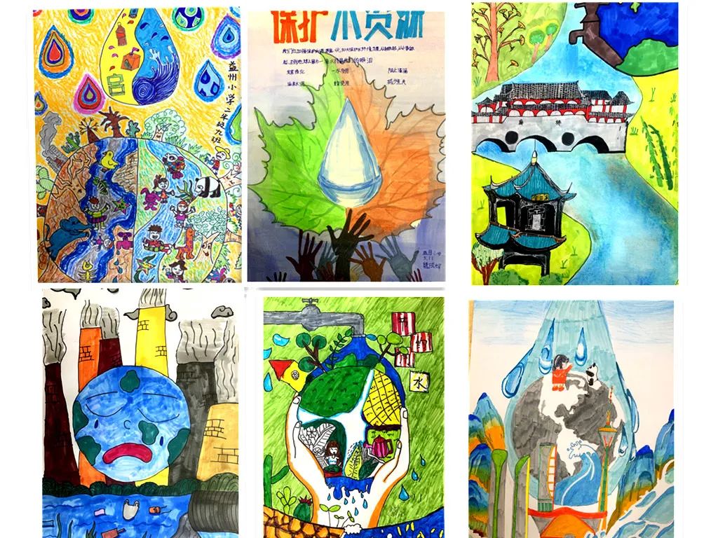 9张爱护水资源，我们在行动主题儿童画-图5