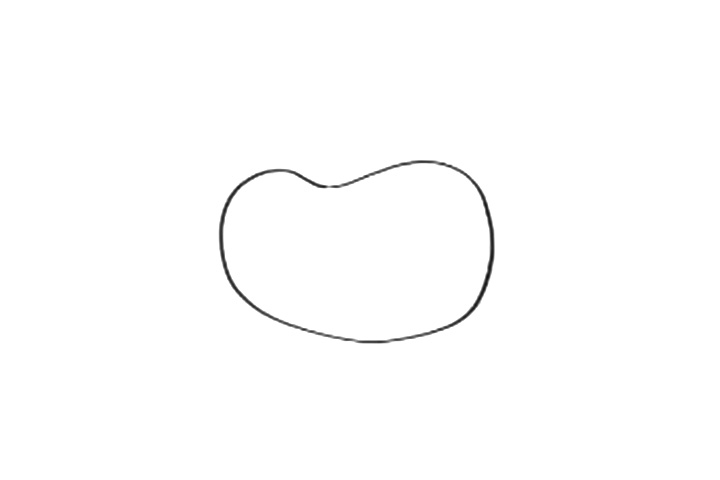 步骤1：先把芒果的外形轮廓画出来，圆形微扁