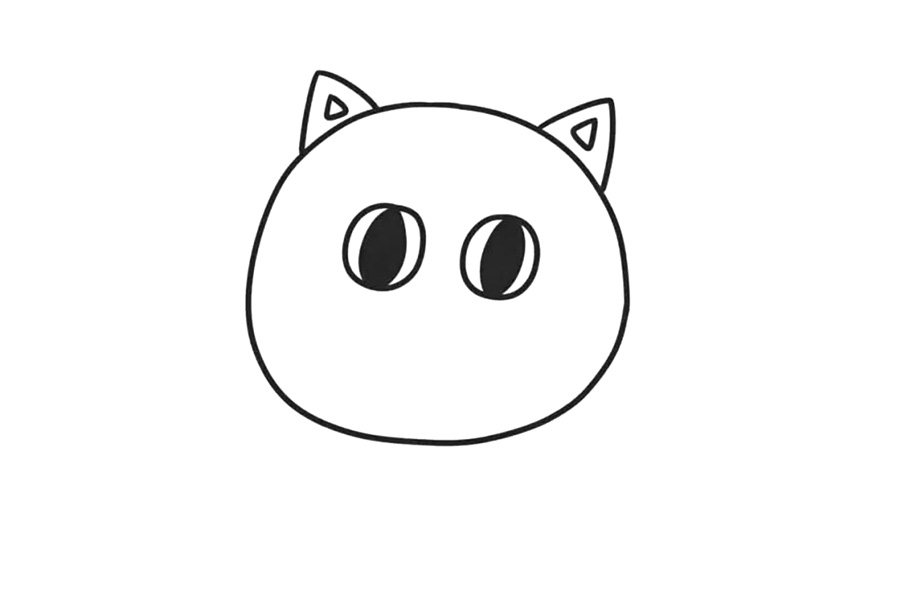 步骤4：画出眼睛里的眼球，像个橄榄球。