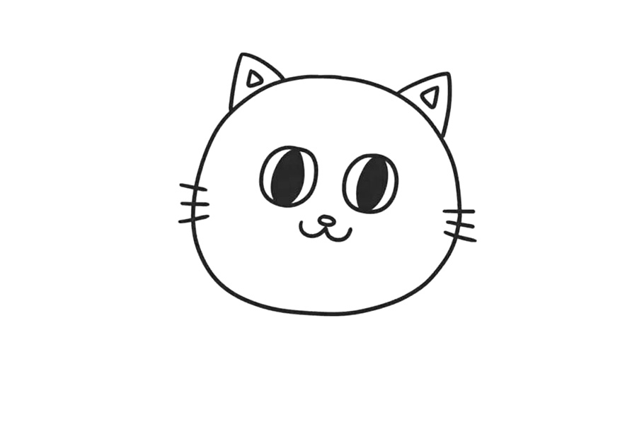 步骤6：画出两侧的小胡须，像汉子“三”。