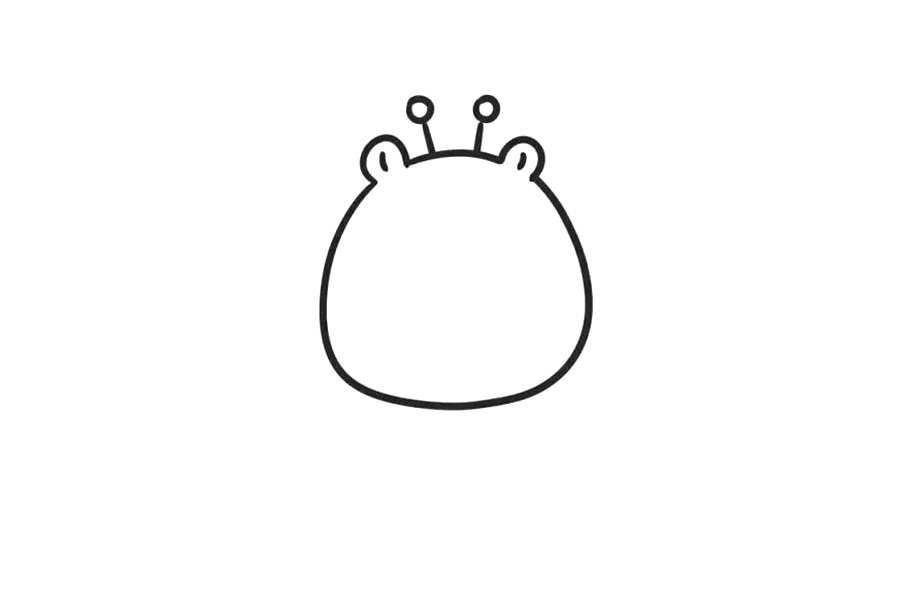 步骤3：画出长颈鹿“圆圆的大大的”头，下面宽，上面稍窄。