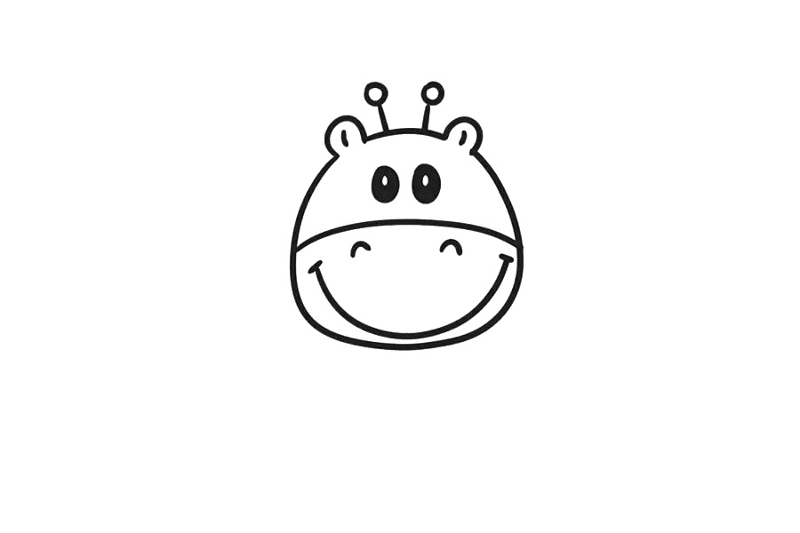 步骤5：画出两个小鼻孔和大大的嘴巴。