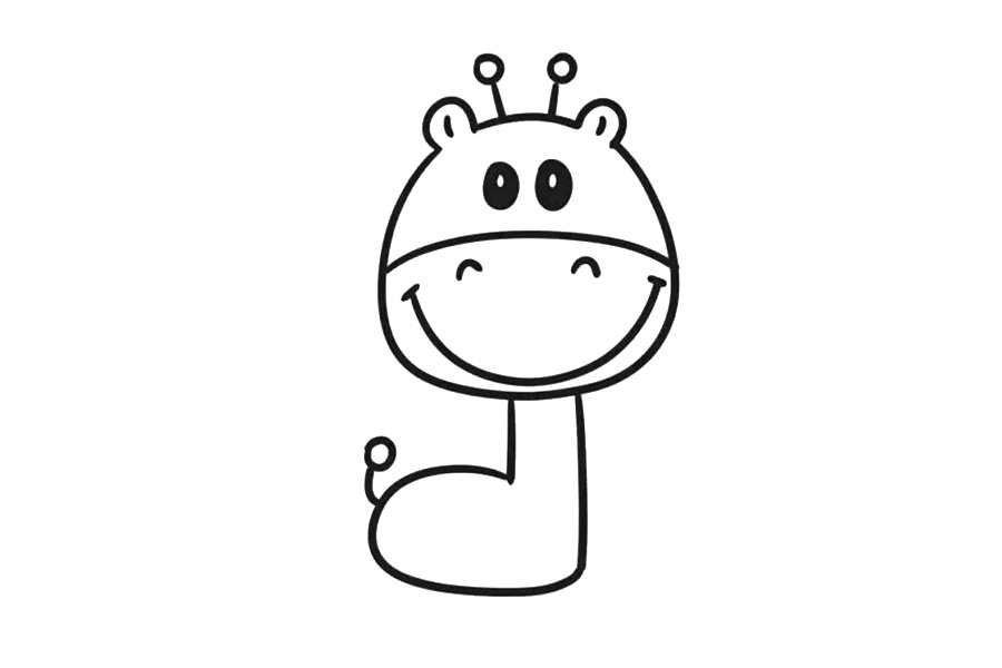 步骤7：连接脖子画出身体和尾巴。