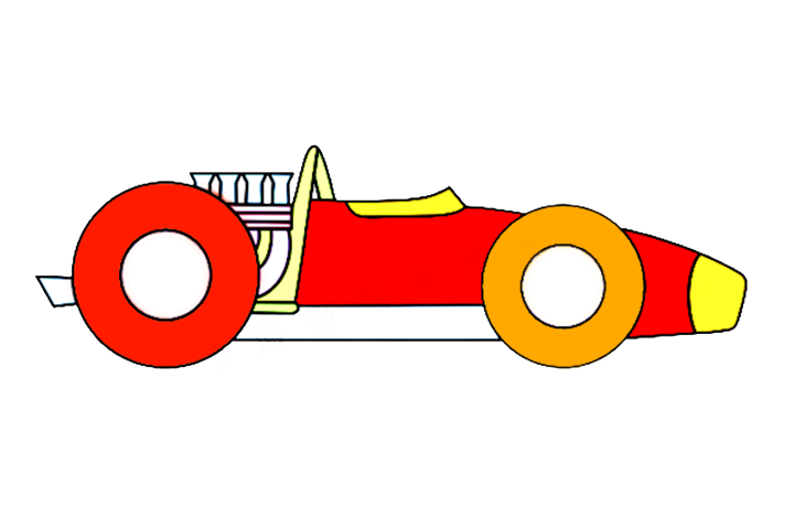 一步一步学画卡通赛车简笔画