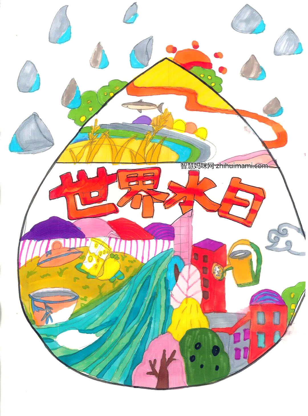 2022年节约用水主题创意画-图8