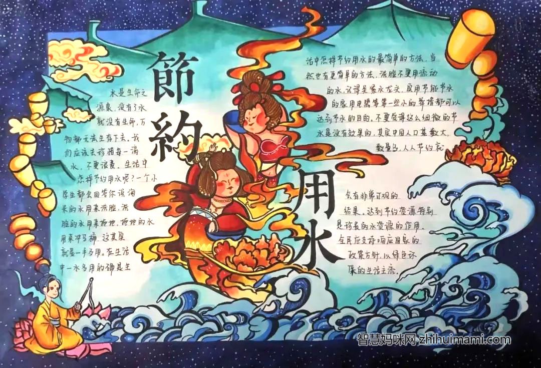 “节约用水，从我做起”主题手抄报绘画（8张）-图1