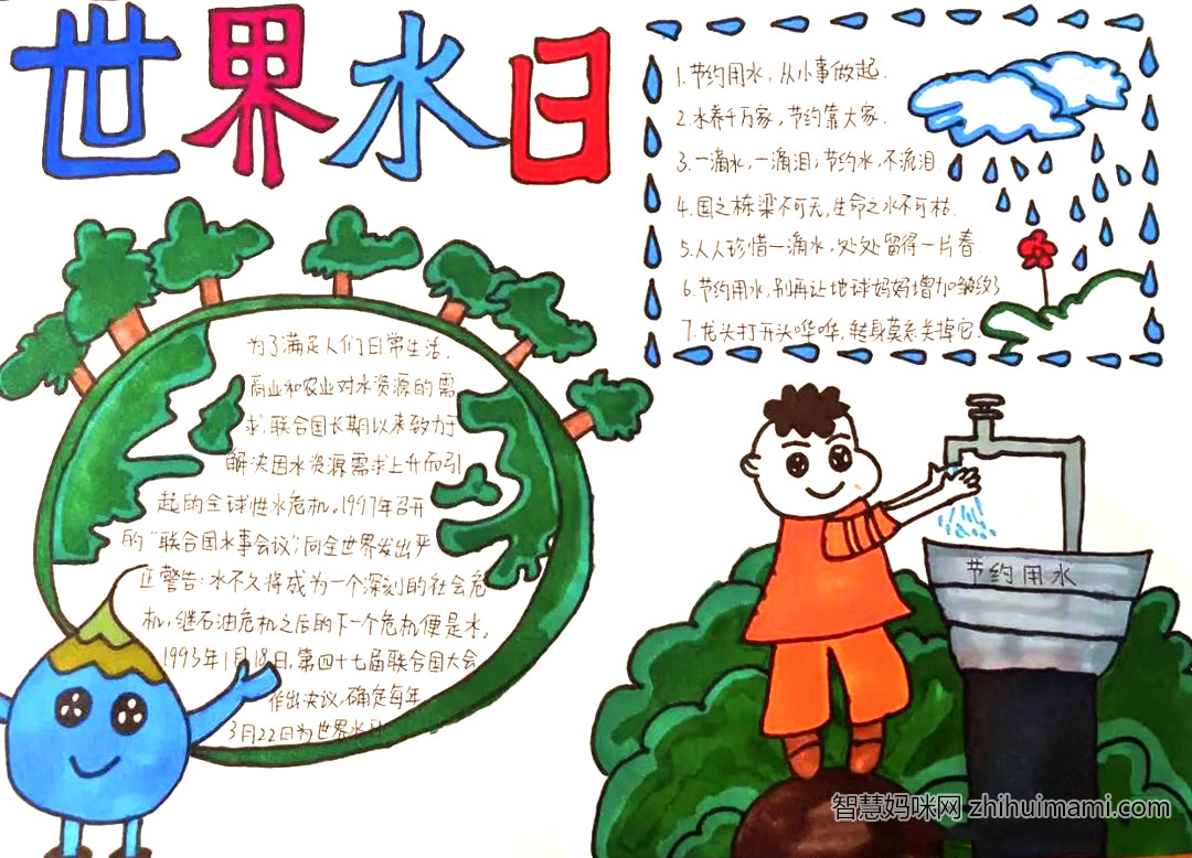 “节约用水，从我做起”主题手抄报绘画（8张）-图4