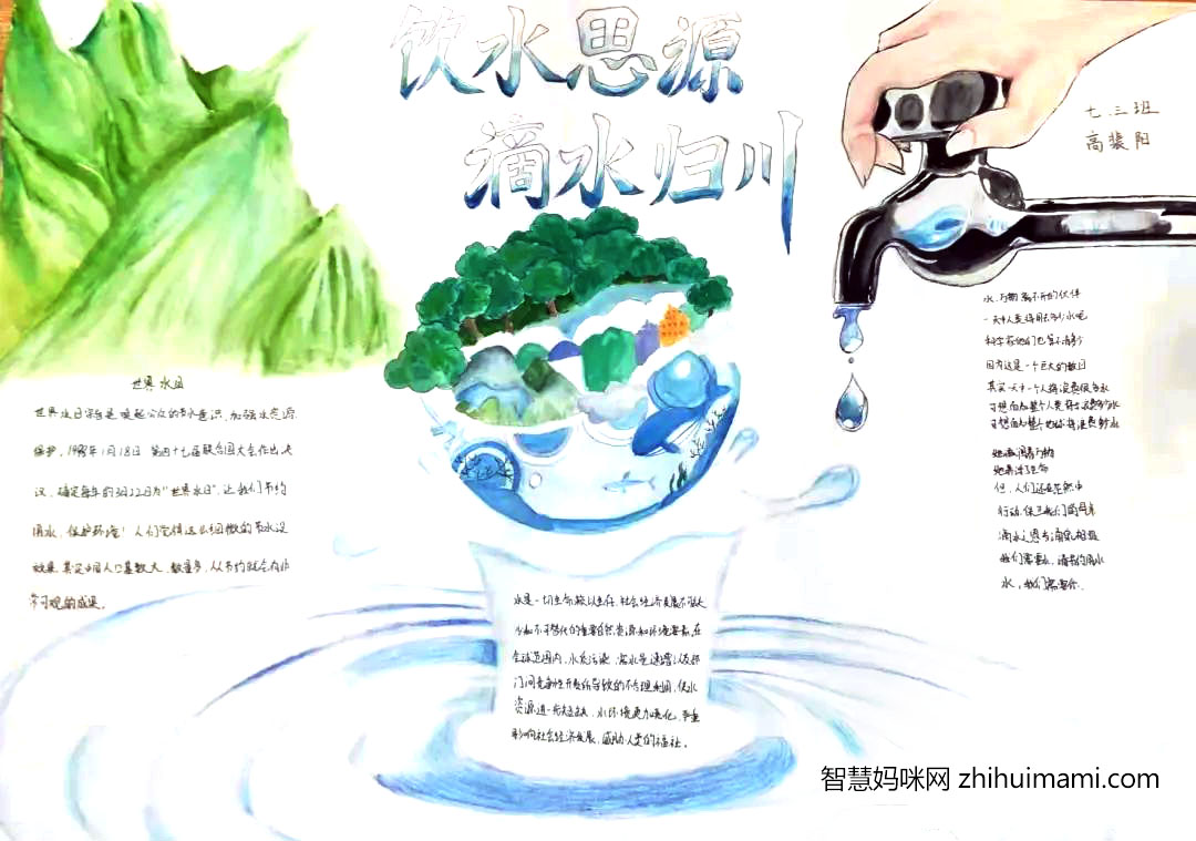 “节约用水，从我做起”主题手抄报绘画（8张）-图5