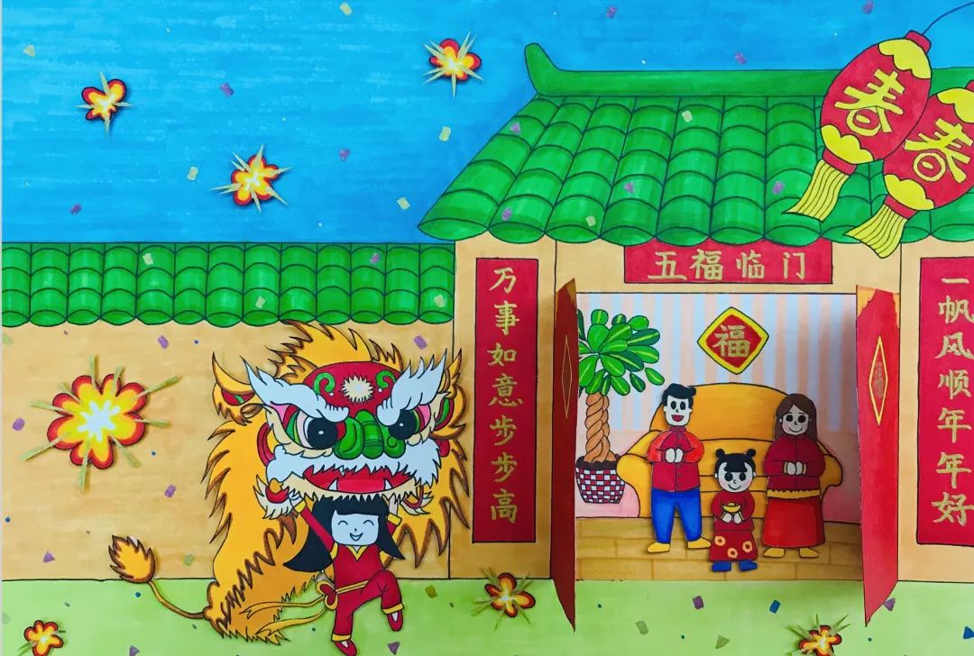 春节节日团圆主题绘画（6张）