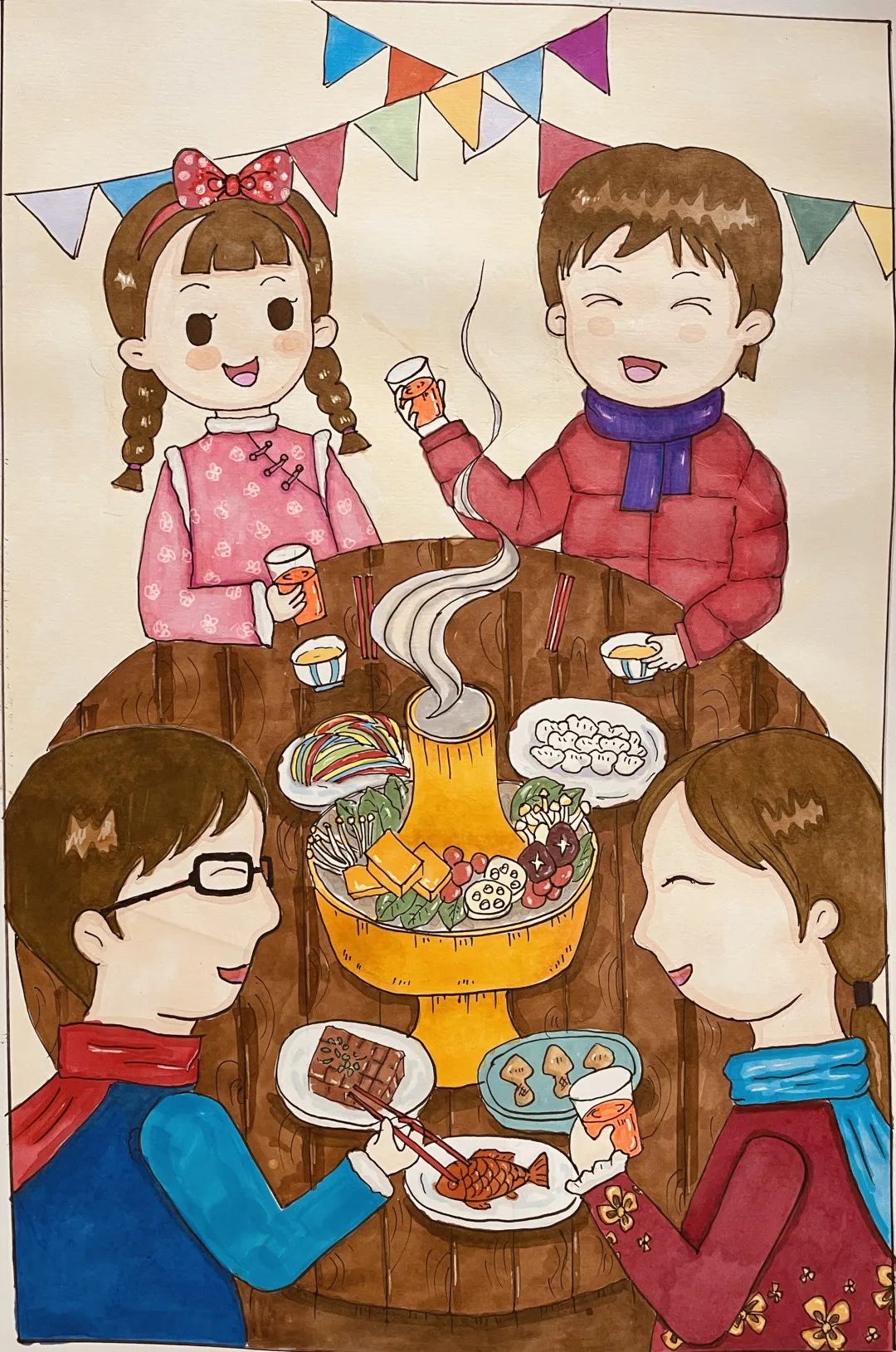 春节节日团圆主题绘画（6张）-图5