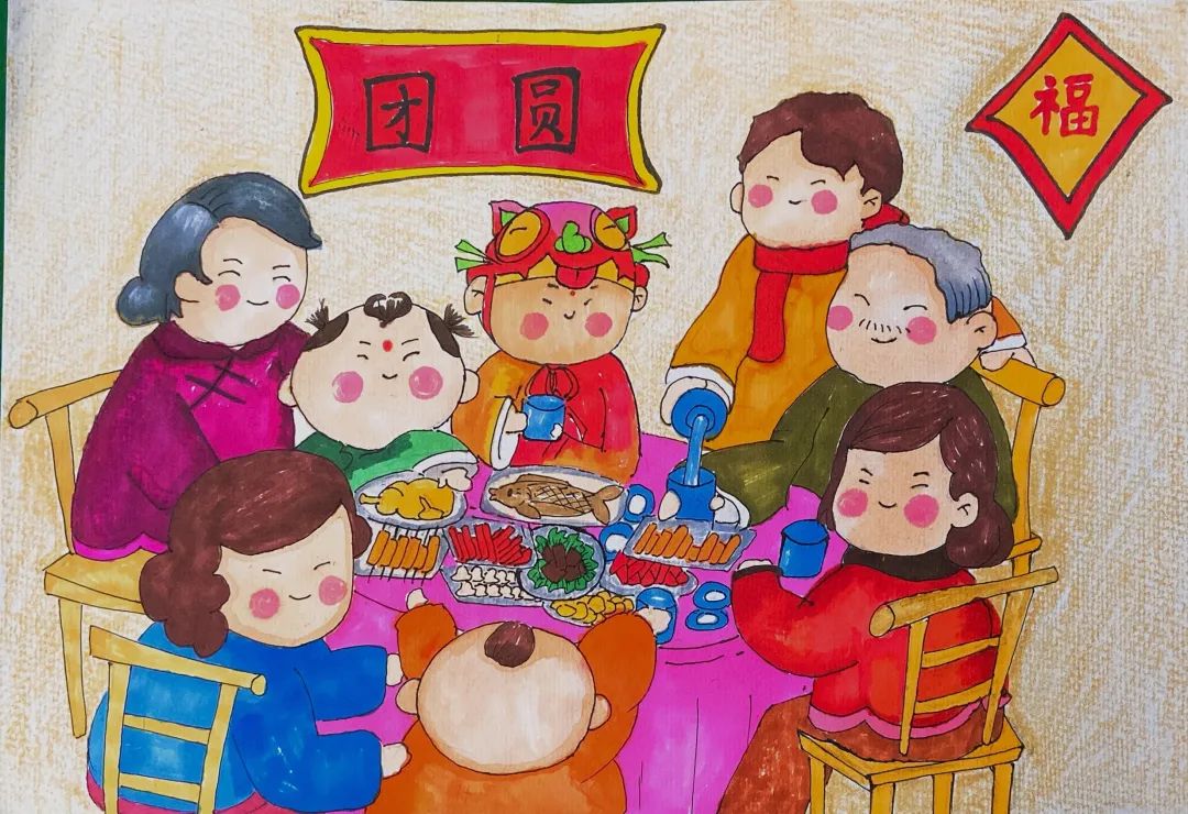 春节节日团圆主题绘画（6张）-图6