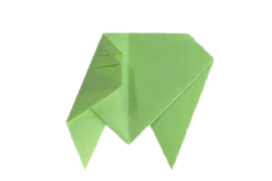 步骤12：再将其其中一角向中心线折叠。