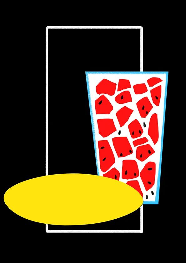 步骤4：在杯子的左下方粘贴黄色的圆盘。