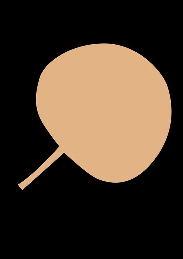 步骤1：首先我们把牛皮纸剪成蒲扇的形状，并将其粘贴到黑色卡纸上。