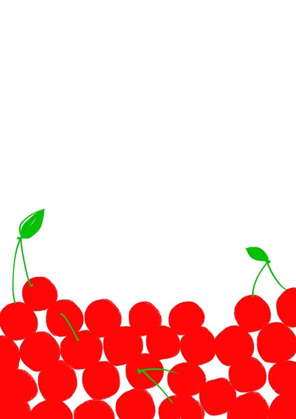 步骤1：首先我们在画面底部画出红色的樱桃。