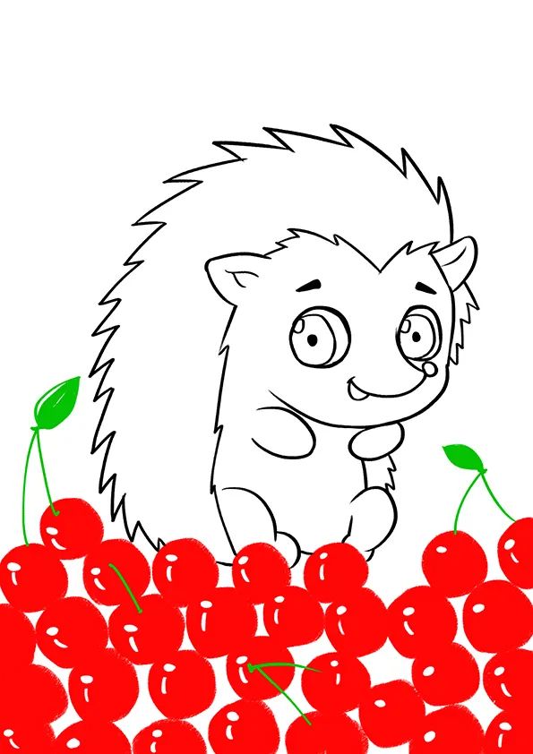 步骤3：用勾线笔对画面进行勾线，完成刺猬的线稿。