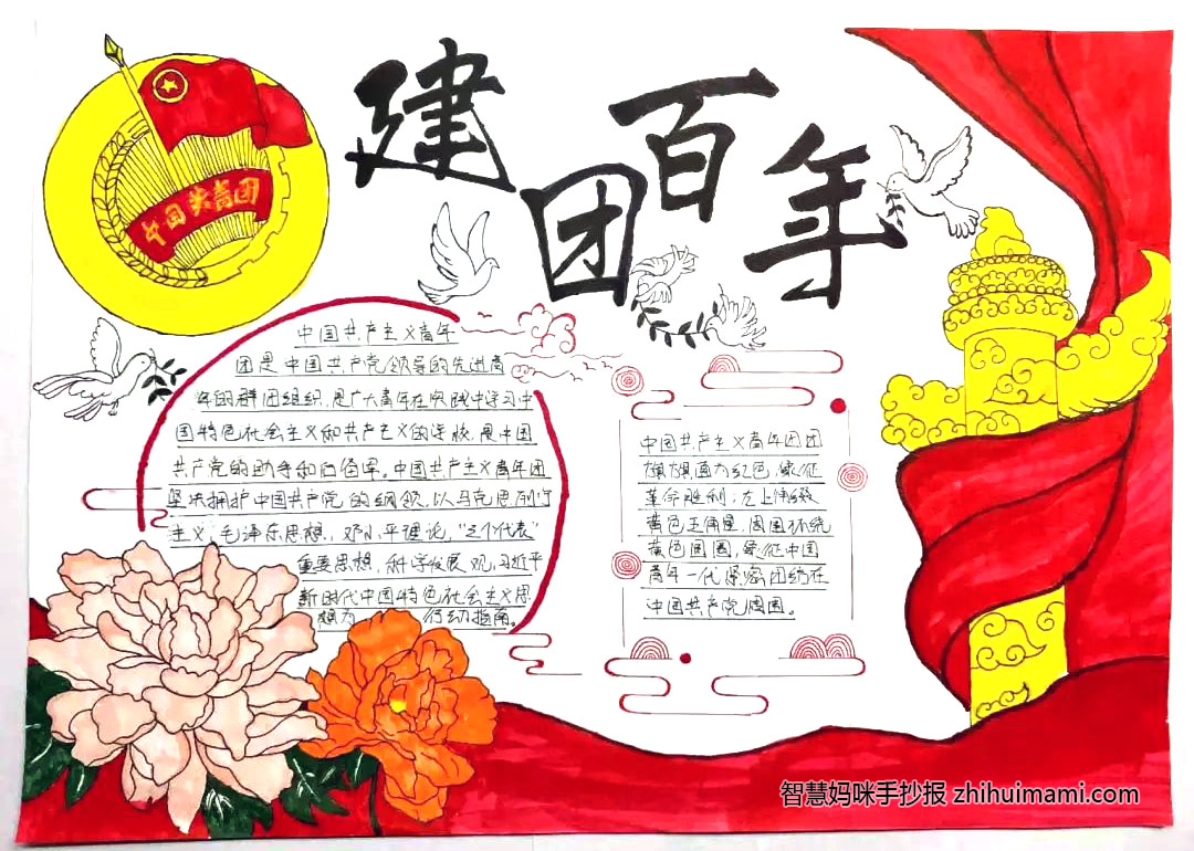  “高举团旗跟党走，青春建功新时代”主题手抄报（12张）-图2