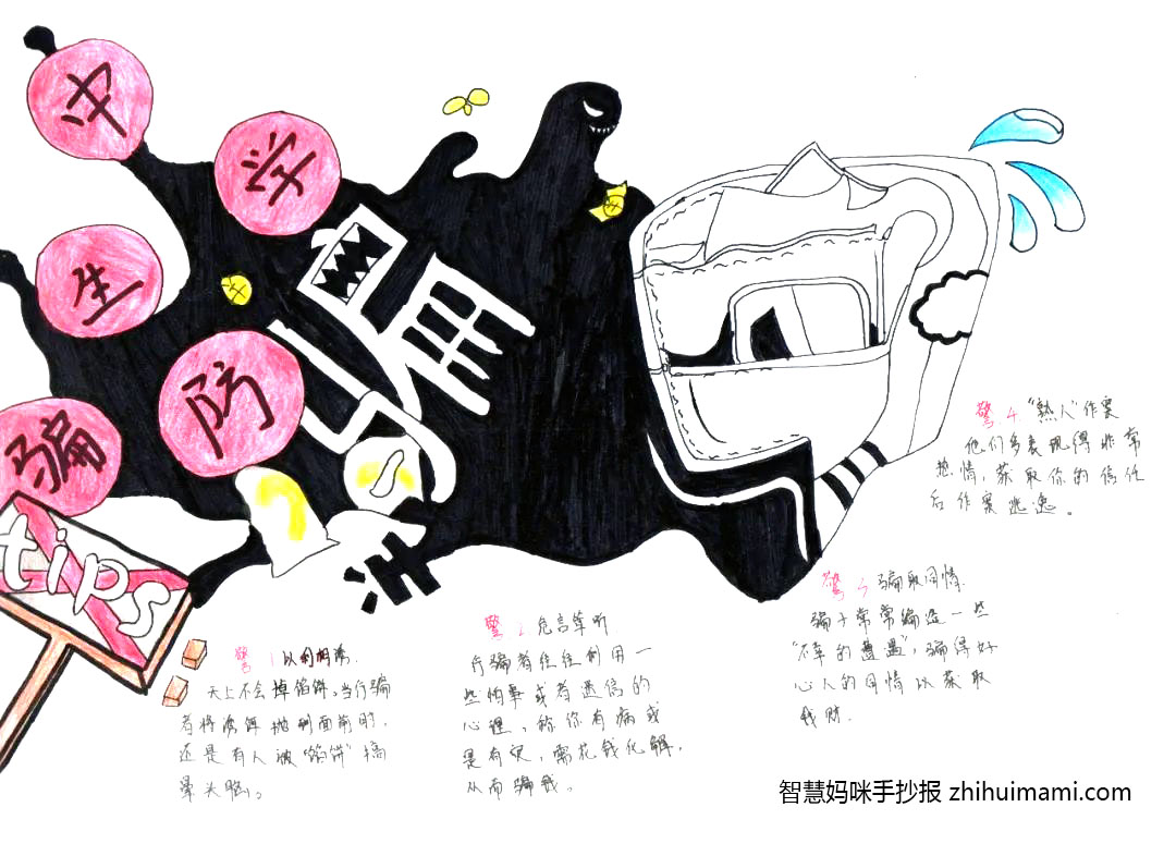 中学生防诈骗教育手抄报绘画（7张）-图4