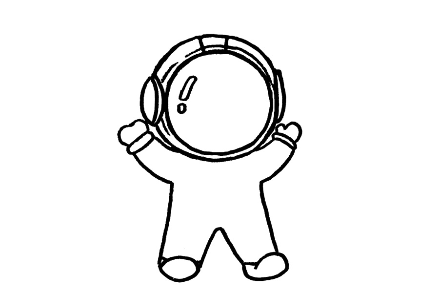 步骤5：连接胳膊画出身体和腿部。