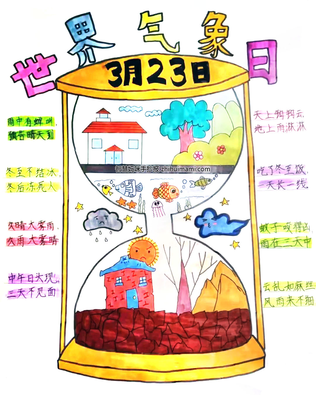 世界气象日手抄报绘画简单字少（10张）-图10