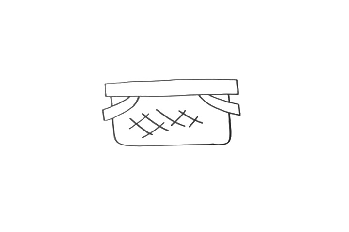 步骤3：给篮子加上纹路，画出篮子编织的交叉的线条