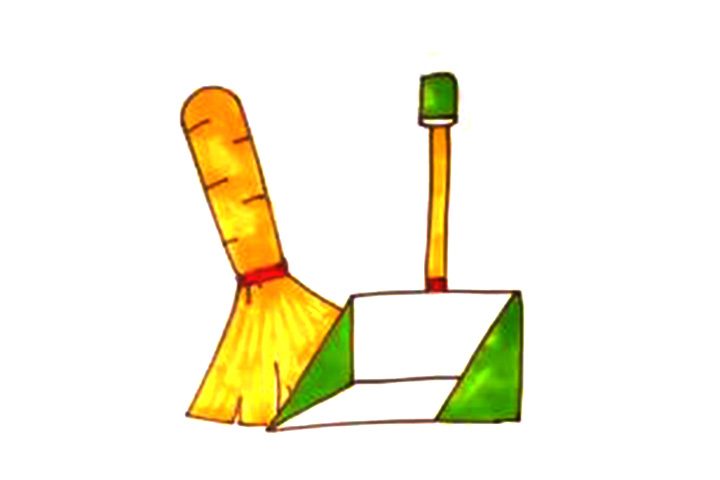 劳动节主题简笔画之劳动工具扫把和簸箕怎么画