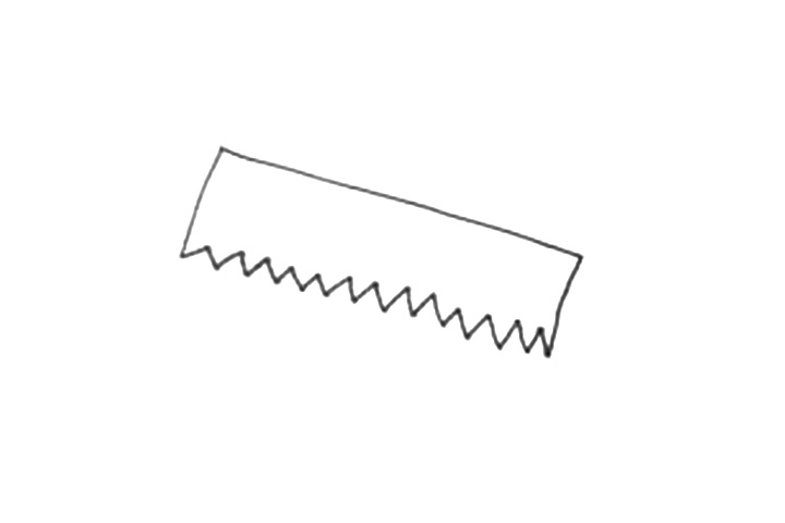 步骤1：先画出刀片，形状为长方形，底部的线条为锯齿线