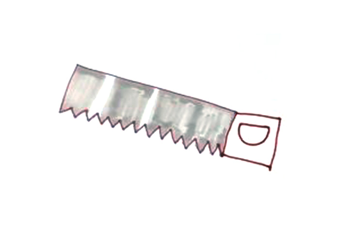 步骤3：为刀片涂上颜色，从上到下，中间留白的部分，显示出刀片的光滑的特点