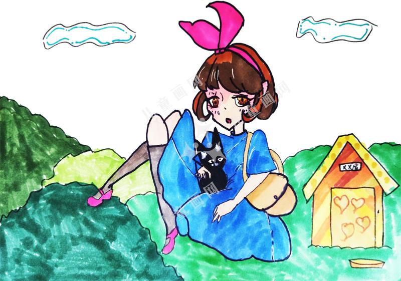 美少女儿童手绘画