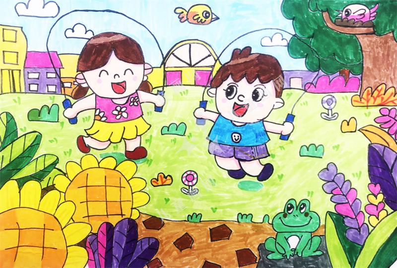 我运动 我快乐儿童画作品