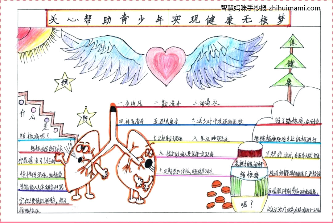 小学世界防治结核病日手抄报教程-图3